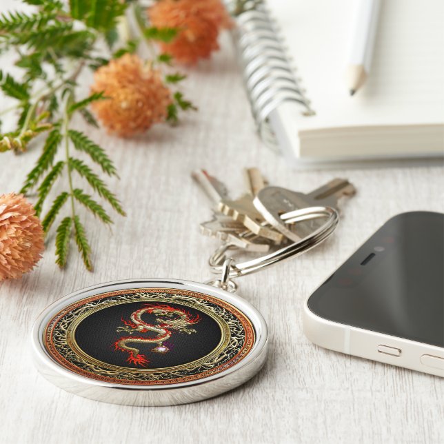 [500] Golden Chinese Dragon Fucanglong Keychain (Side)