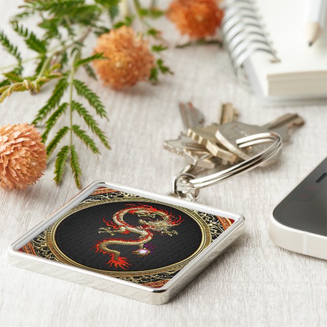 [500] Golden Chinese Dragon Fucanglong Keychain (Side)