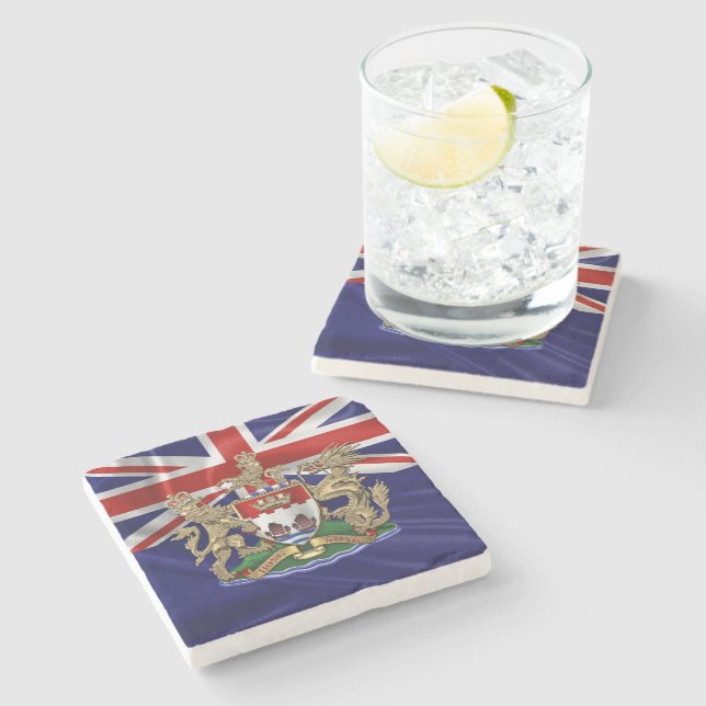 [500] Hong Kong - 1959-1997 Coat of Arms Stone Coaster (Side)