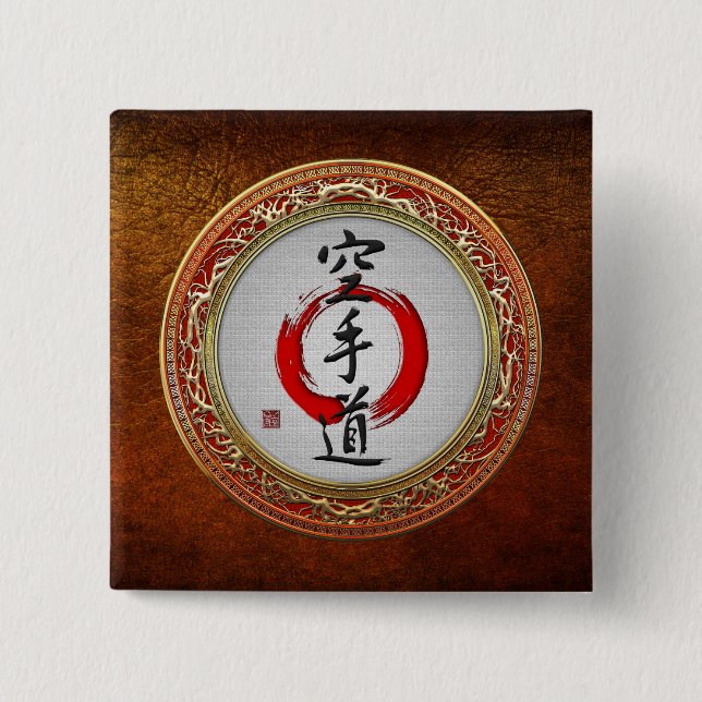 [500] Japanese calligraphy - Karate-do 2 Inch Square Button (Front)