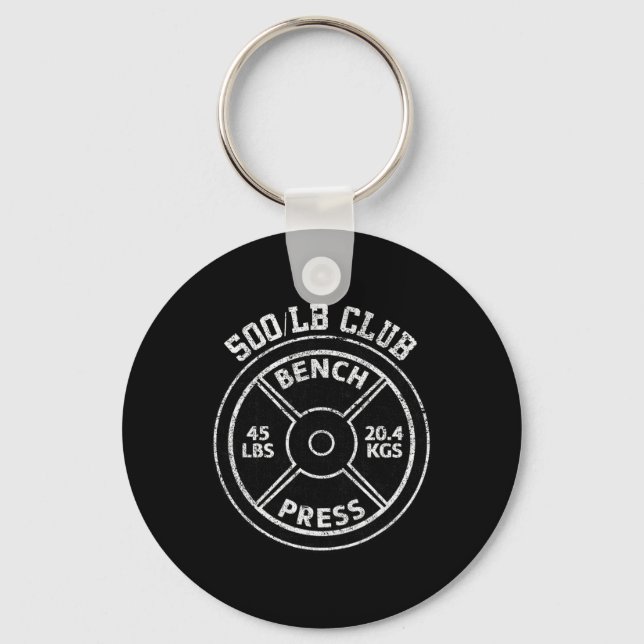 500 Lbs Pound Bench Press Club Gym Weightlifting P Keychain (Front)
