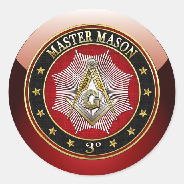 [500] Master Mason - 3rd Degree Square & Compasses Classic Round Sticker (Front)