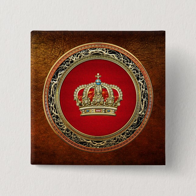 [500] Prince-Princess King-Queen Crown [Belg.Gold] 2 Inch Square Button (Front)
