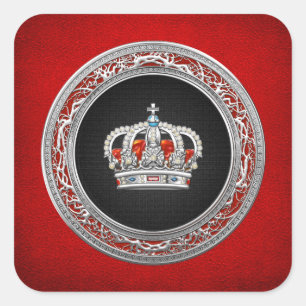 [500] Prince-Princess King-Queen Crown [Silver] Square Sticker