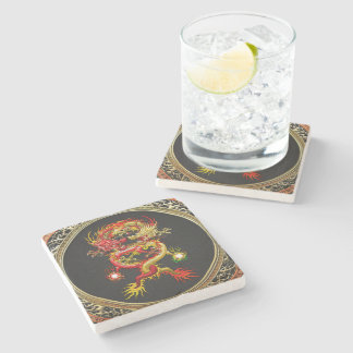 [500] Red and Yellow Dragons Stone Coaster