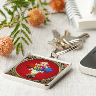 [500] Rosy Cross (Rose Croix) on Red & Gold Keychain