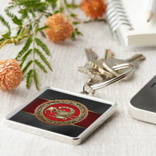 [500] Sacred Golden Scorpion on Red Keychain