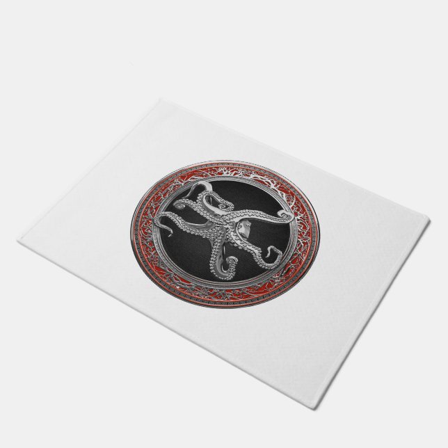 [500] Sacred Silver Octopus in Defensive Posture Doormat (Angled)