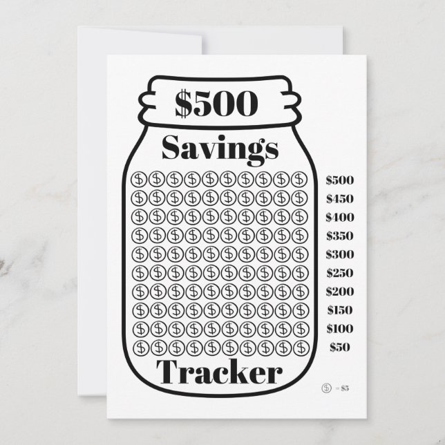 $500 Savings Tracker Mason Jar Budget Goal Sheet Invitation (Front)