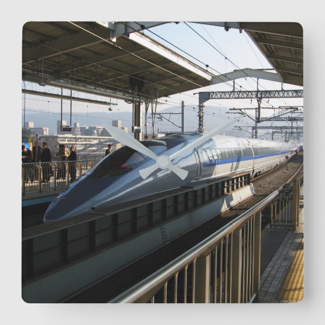 500 Series Shinkansen 新幹線 Bullet Train Square Wall Clock (Front)