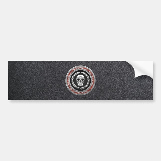[500] Silver Skull Bumper Sticker (Front)