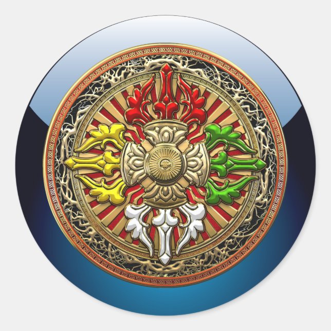[500] Tibetan Double Dorje Mandala Classic Round Sticker (Front)