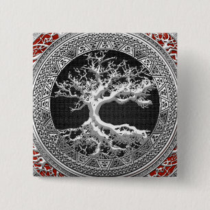 [500] Treasure Trove: Celtic Tree of Life [Silver] 2 Inch Square Button