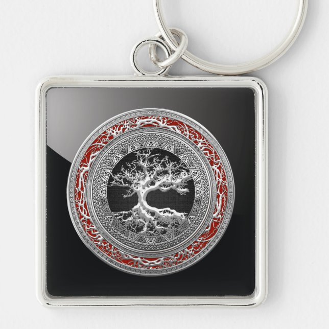 [500] Treasure Trove: Celtic Tree of Life [Silver] Keychain (Front)