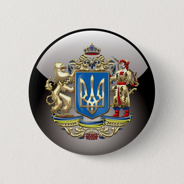 [500] Ukraine: Proposed Greater Coat of Arms 2 Inch Round Button (Front)