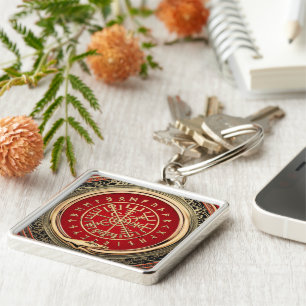 [500] Vegvisir - Viking Gold Magic Runic Compass Keychain
