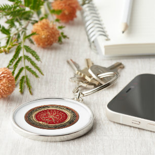 [500] Vegvisir - Viking Gold Magic Runic Compass Keychain