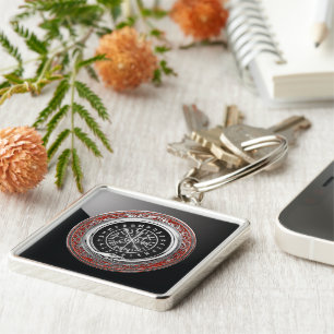 [500] Vegvisir - Viking Silver Magic Runic Compass Keychain