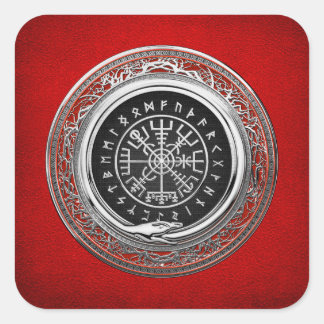 [500] Vegvisir - Viking Silver Magic Runic Compass Square Sticker