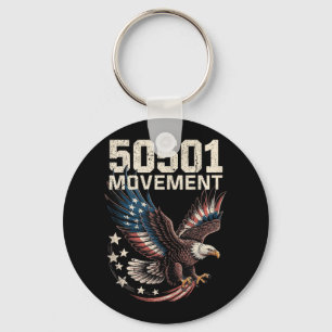 50501 American Flag In Flight Eagle With Stars Tan Keychain