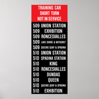 509 HARBOURFRONT/510 SPADINA Replica TTC Roll Sign