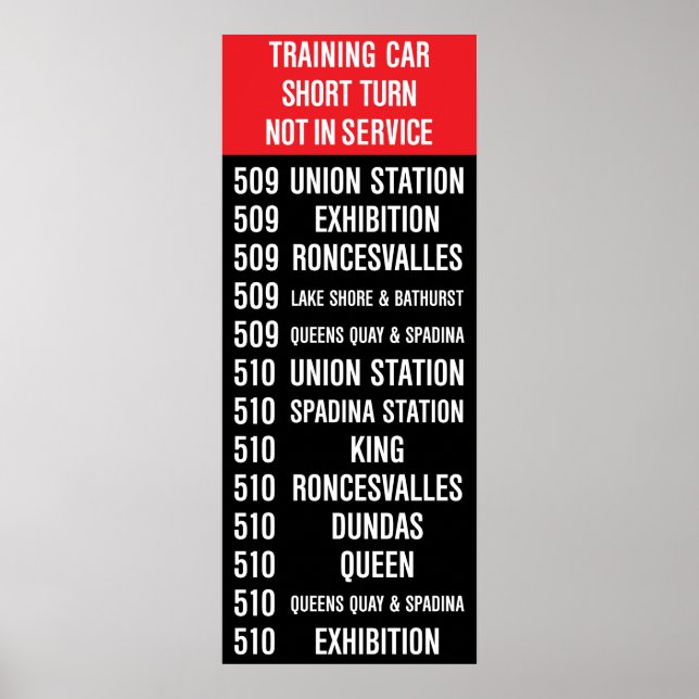 509 HARBOURFRONT/510 SPADINA Replica TTC Roll Sign (Front)