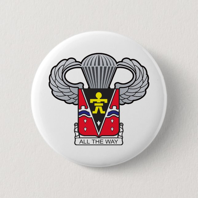 509th Airborne with Airborne Wings 2 Inch Round Button (Front)