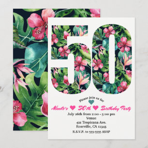 50 50e anniversaire Tropical Invitation de fête