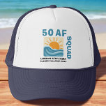 50 AF Crew Retro Sunset Beach Birthday Trucker Hat<br><div class="desc">Celebrate turning 50 in bold, beachy style with this fun and retro-inspired "50 AF Crew" trucker hat! Featuring a vintage sunset and coastal colour palette, it's perfect for birthday beach trips, squad photos, or your weekend getaway with the girls. Lightweight, breathable, and designed to stand out — it's the ultimate...</div>