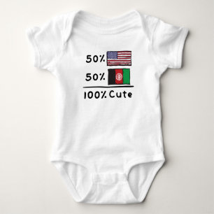50% American 50% Afghan 100% Cute Afghanistan USA  Baby Bodysuit
