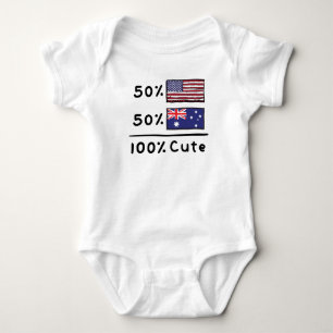 50% American 50% Australian 100% Cute Australia US Baby Bodysuit