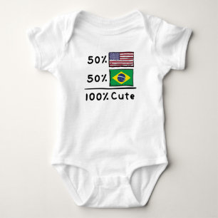 50% American 50% Brazilian 100% Cute Brazil USA Fl Baby Bodysuit