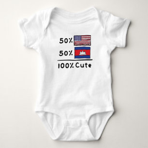 50% American 50% Cambodian 100% Cute Cambodia USA Baby Bodysuit