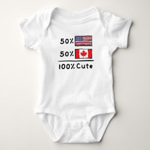 50% American 50% Canadian 100% Cute Canada USA Fla Baby Bodysuit