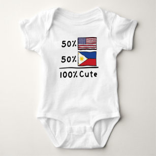 50% American 50% Filipino 100% Cute Philippines US Baby Bodysuit