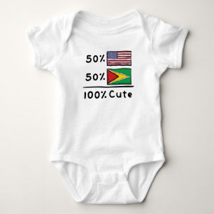 50% American 50% Guyanese 100% Cute Guyana USA Fla Baby Bodysuit
