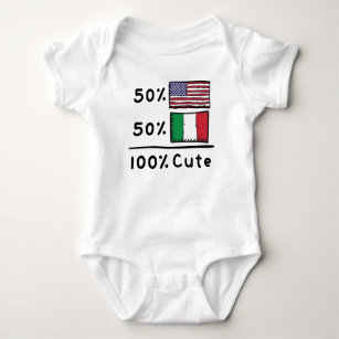 50% American 50% Italian 100% Cute Italy USA Flags Baby Bodysuit