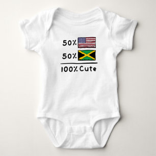 50% American 50% Jamaican 100% Cute U.S. Jamaica F Baby Bodysuit
