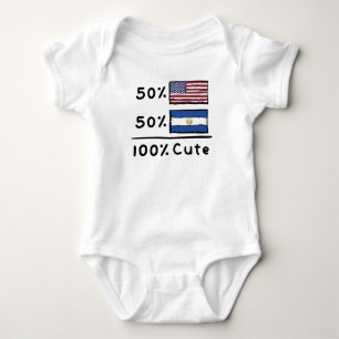 50% American 50% Salvadoran 100% Cute El Salvador  Baby Bodysuit