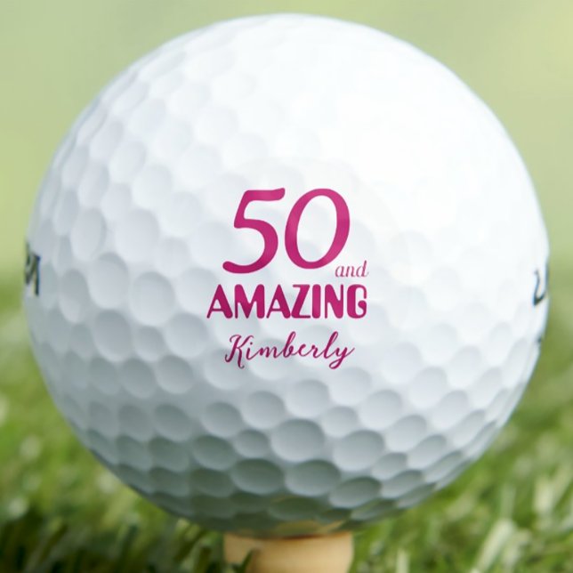 50 and Amazing Sister Gift – Pink 50th Birthday Golf Balls (Creator Uploaded)