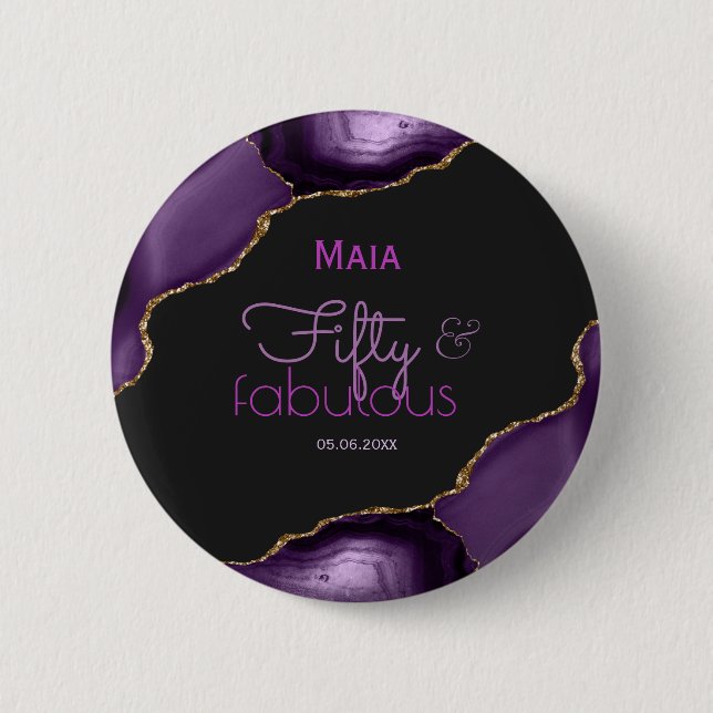 50 and Fabulous 50th Birthday 2 Inch Round Button (Front)