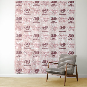 50 and Fabulous 50th Birthday Backdrop Step Repeat Tapestry