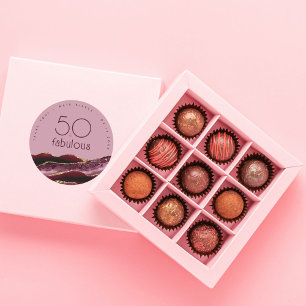 50 and Fabulous 50th Birthday Burgundy Pink Agate  Classic Round Sticker