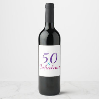 50 and Fabulous 50th Birthday Colourful Wine Label