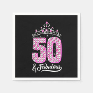 50 and Fabulous 50th Birthday Diamond Crown Gift W Napkin