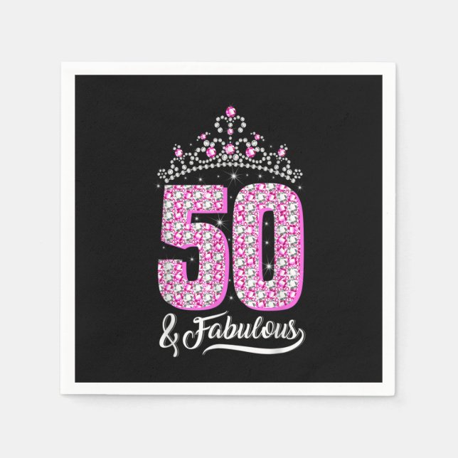 50 and Fabulous 50th Birthday Diamond Crown Gift W Napkin (Front)