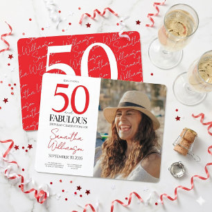50 and Fabulous   50th Birthday Elegant Photo Invitation