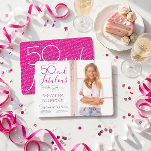 50 and Fabulous   50th Birthday Elegant Photo Invitation