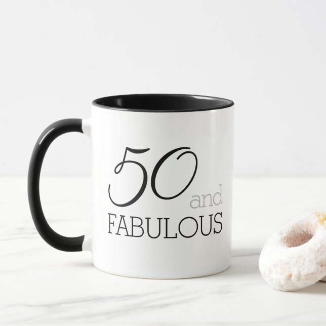 50 and Fabulous 50th Birthday Gift Mug (With Donut)