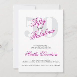 50 and Fabulous   50th Birthday Invitation